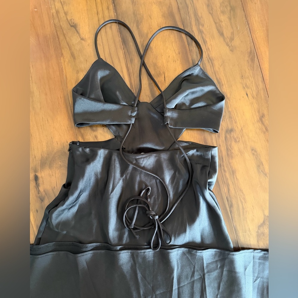 Zara Elegant Black Satin Gown